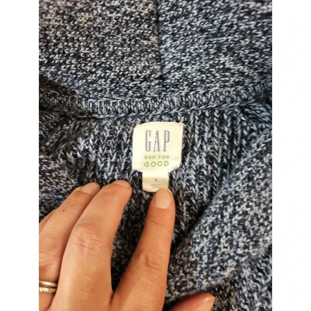 Gap Gray Heavy 100% Cotton Knit Shawl Collar Sweater  Cardigan Size L Men Blue